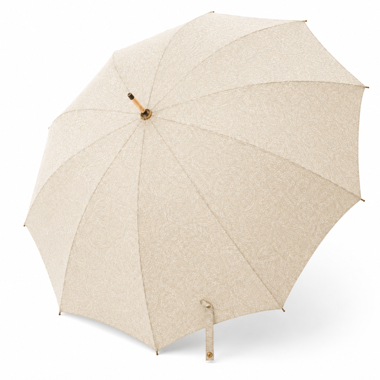 Full printed cream ladies straight umbrella canopy view
