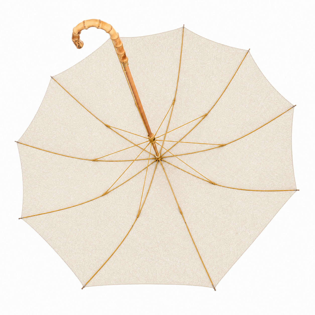 Vintage bamboo handle ladies straight umbrella inside frame view