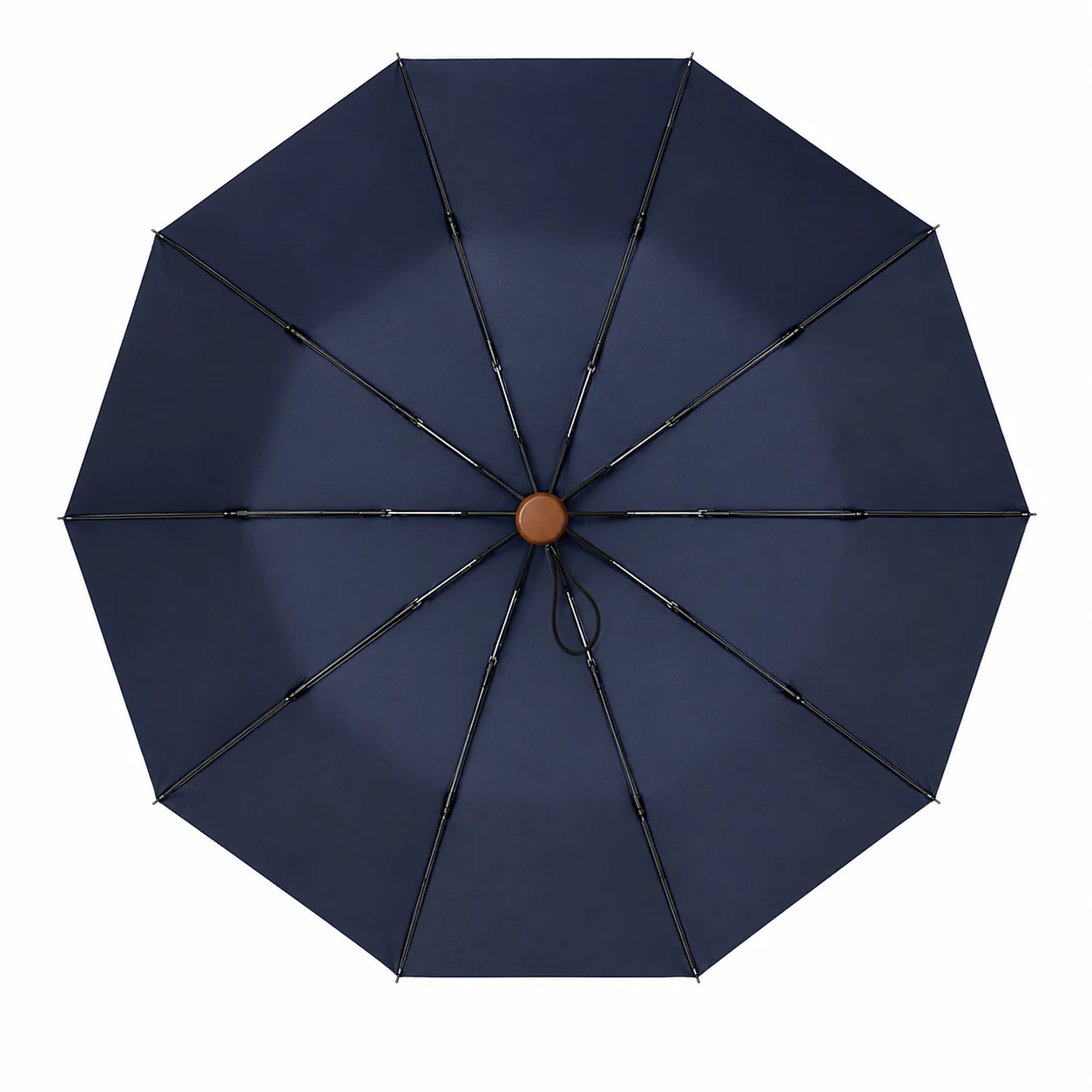 Top view navy canopy of 46 inch 10K UV protection automatic folding umbrella