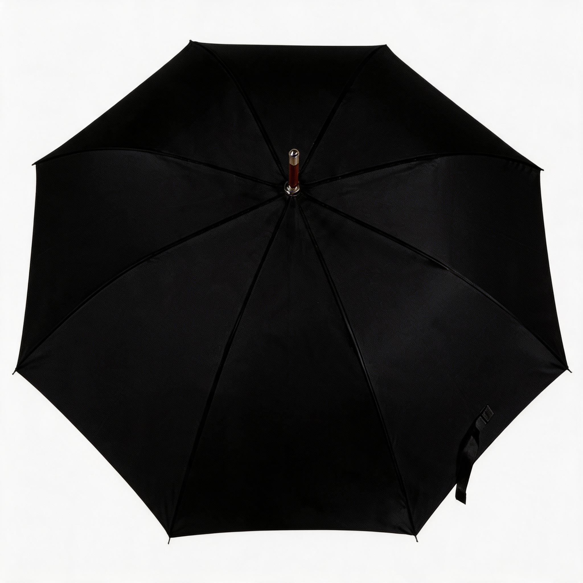 Black automatic wood handle hotel umbrella top canopy view