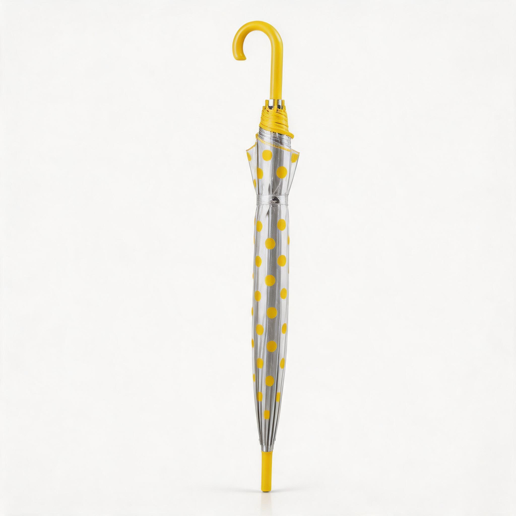 Clear PVC yellow dots bubble umbrella closed view