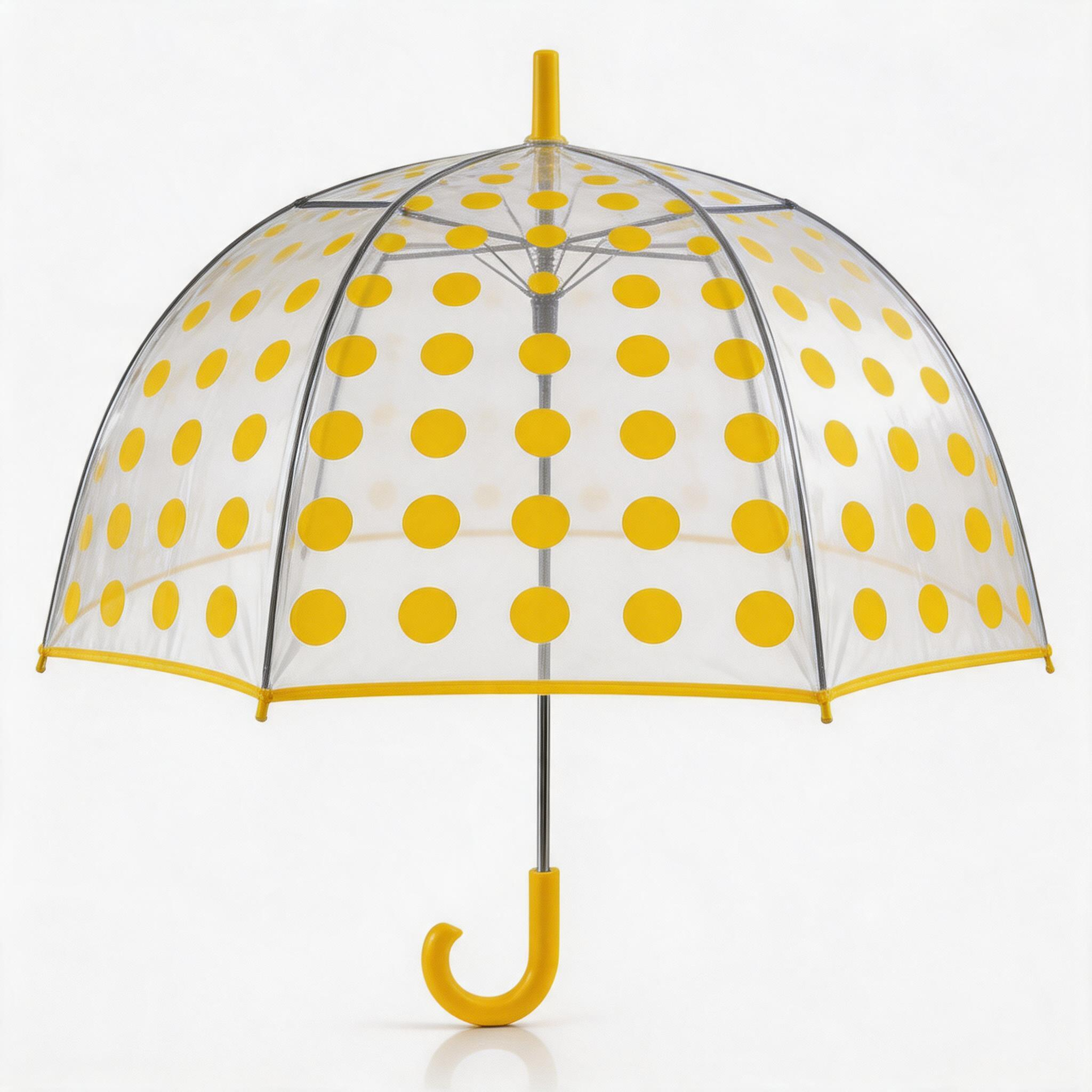 Clear PVC yellow dots bubble umbrella front canopy view