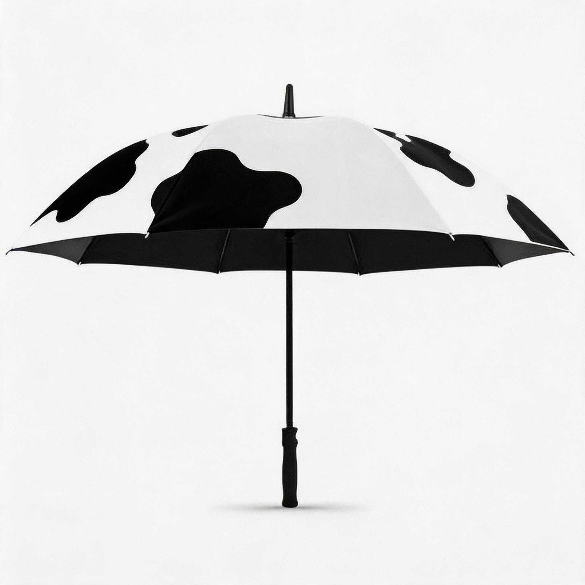 Cow print golf umbrella front canopy view