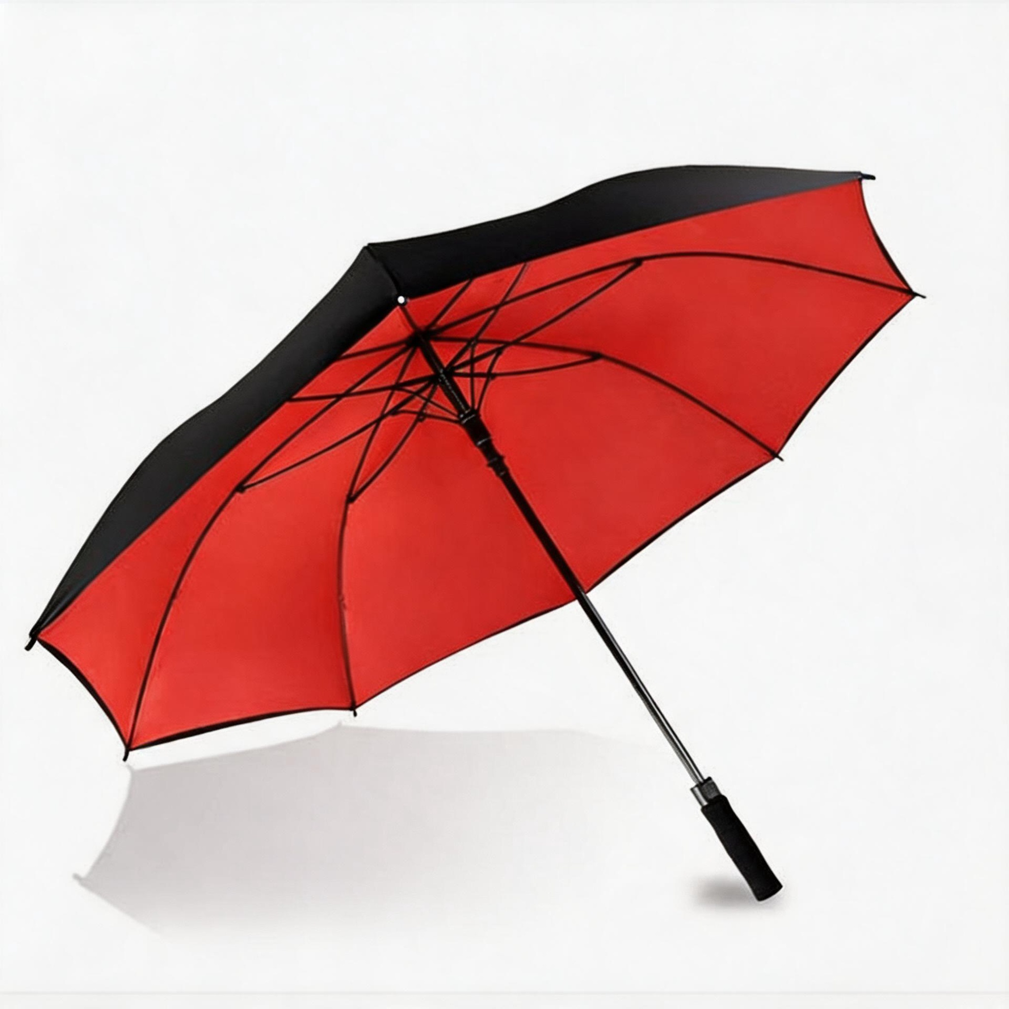 Double canopy golf umbrella red inner canopy open view