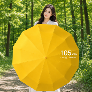 72 rib automatic folding umbrella yellow canopy product photo for B2B custom umbrella orders