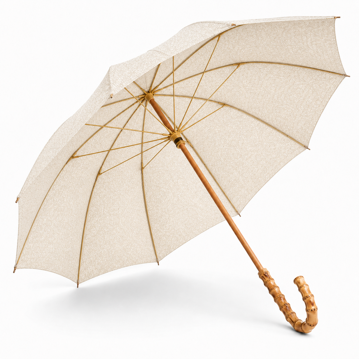 Vintage bamboo handle ladies straight umbrella open side view