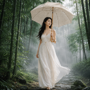 Vintage Bamboo Handle Ladies Straight Umbrella with full printed canopy for boutique gifts and B2B custom orders