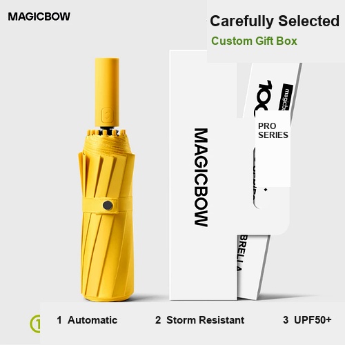 Automatic folding umbrella custom gift box packaging yellow