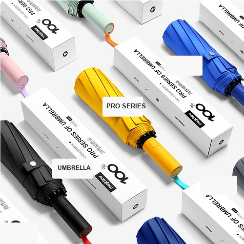 Colorful automatic folding umbrella packaging set