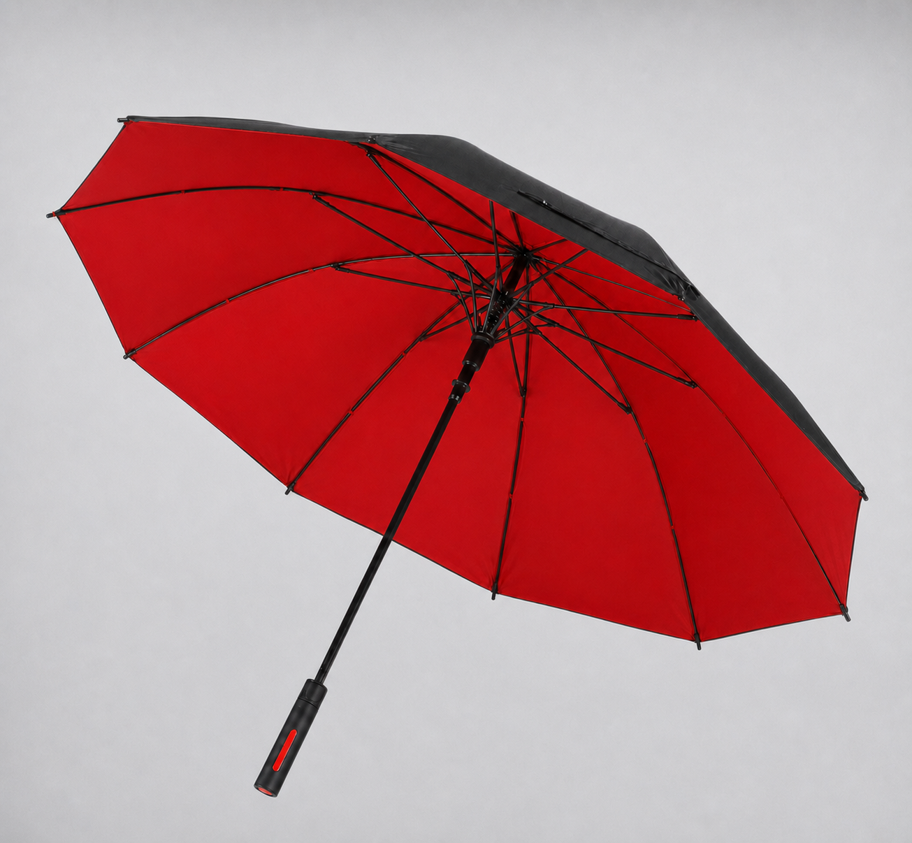 Heavy duty windproof straight umbrella open canopy view