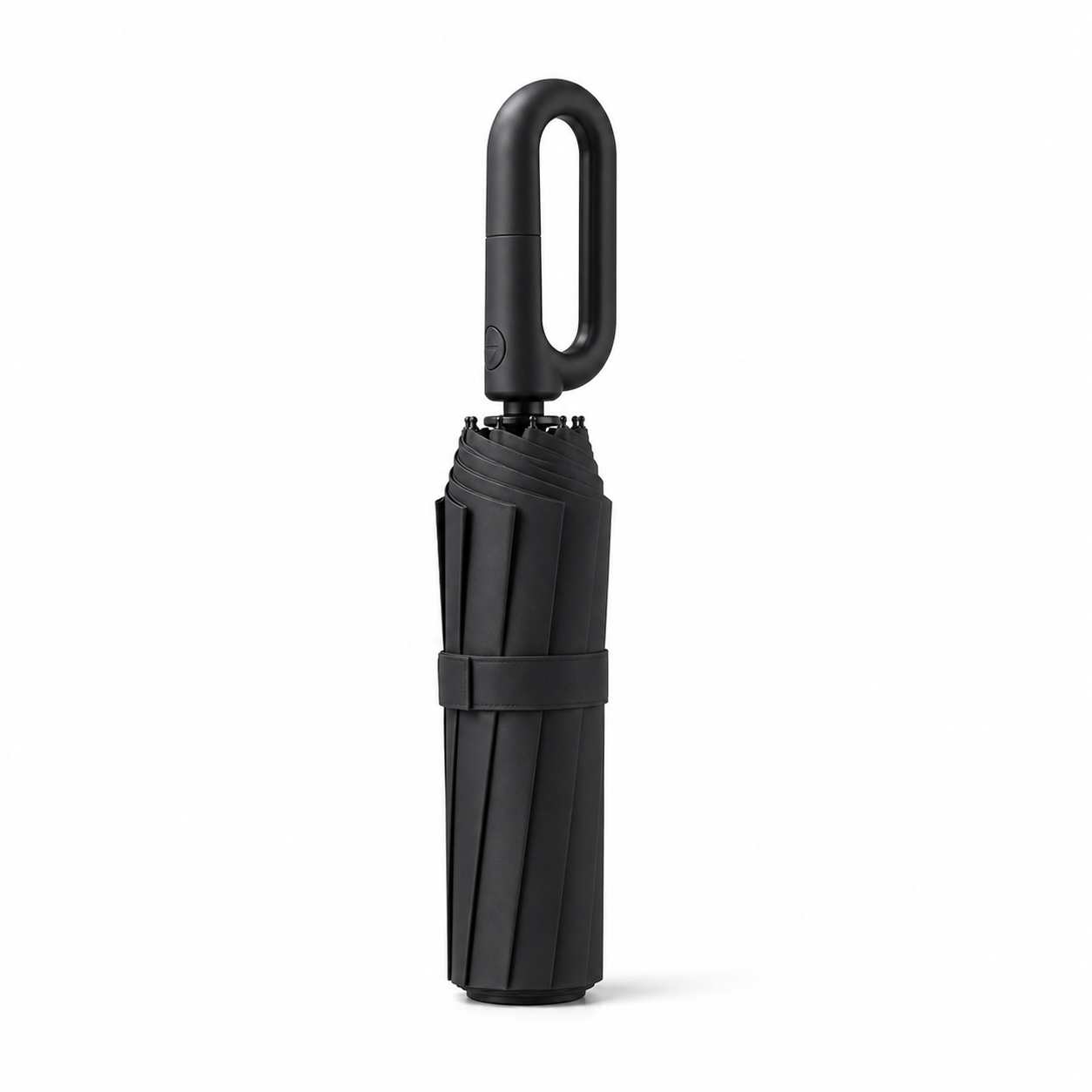 Black loop handle automatic folding umbrella closed view