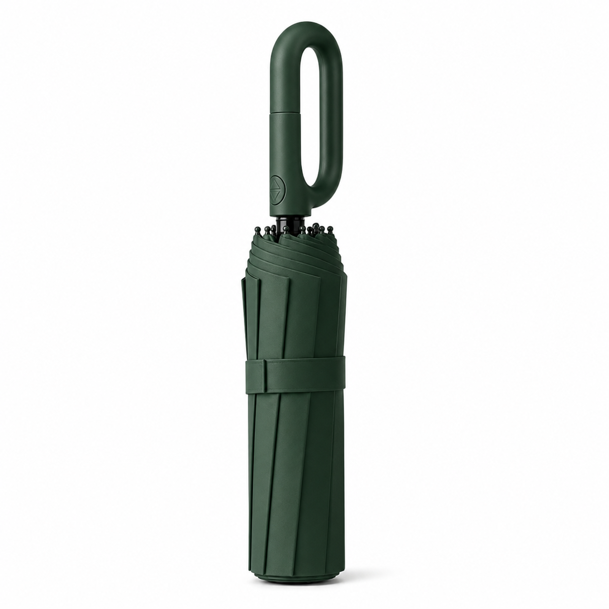 Green loop handle automatic folding umbrella closed view