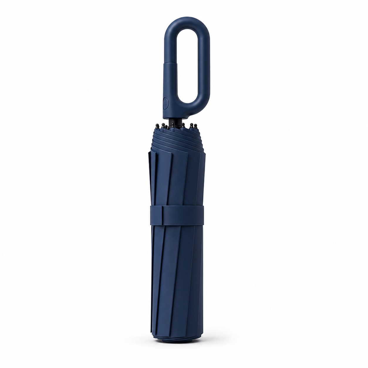 Navy loop handle automatic folding umbrella closed view