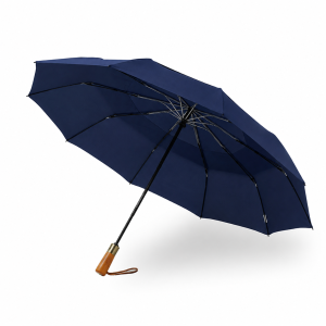 45 inch 10K automatic windproof folding umbrella with wooden handle