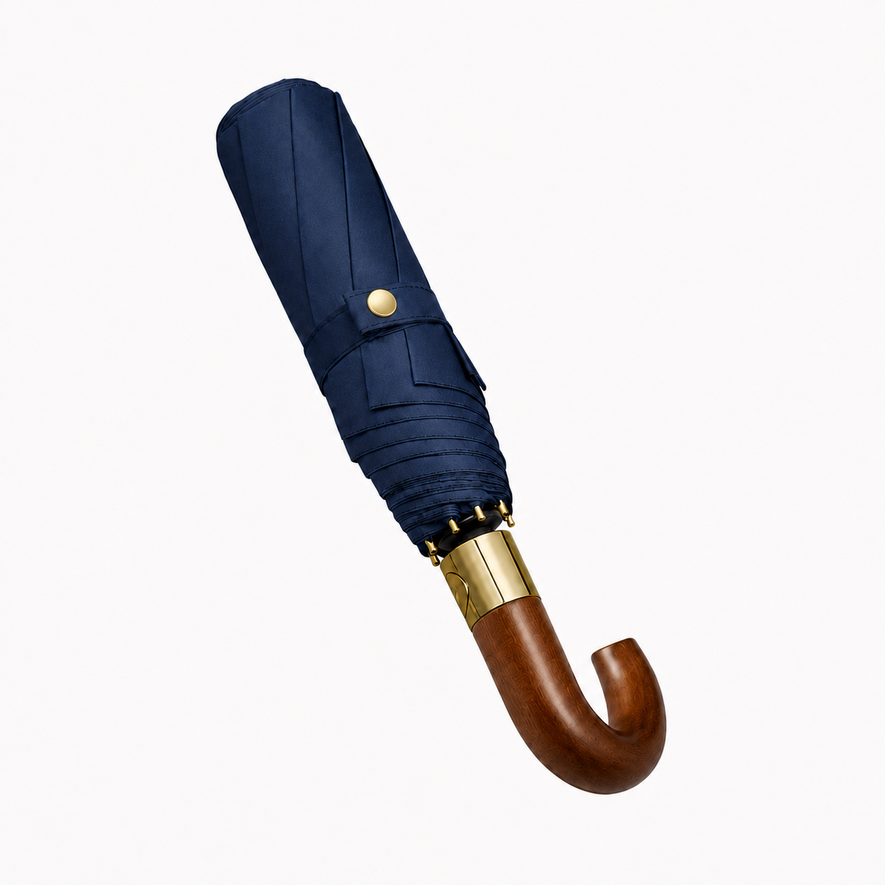 Compact folded wood hook handle umbrella