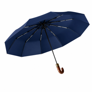 Custom 45 inch 10K auto open close wood hook folding umbrella for event gifts and corporate promotions