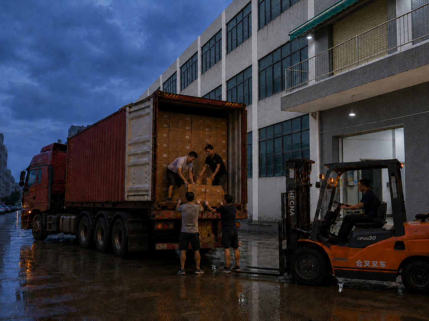 Custom umbrella export shipment loading from a Guangdong production base