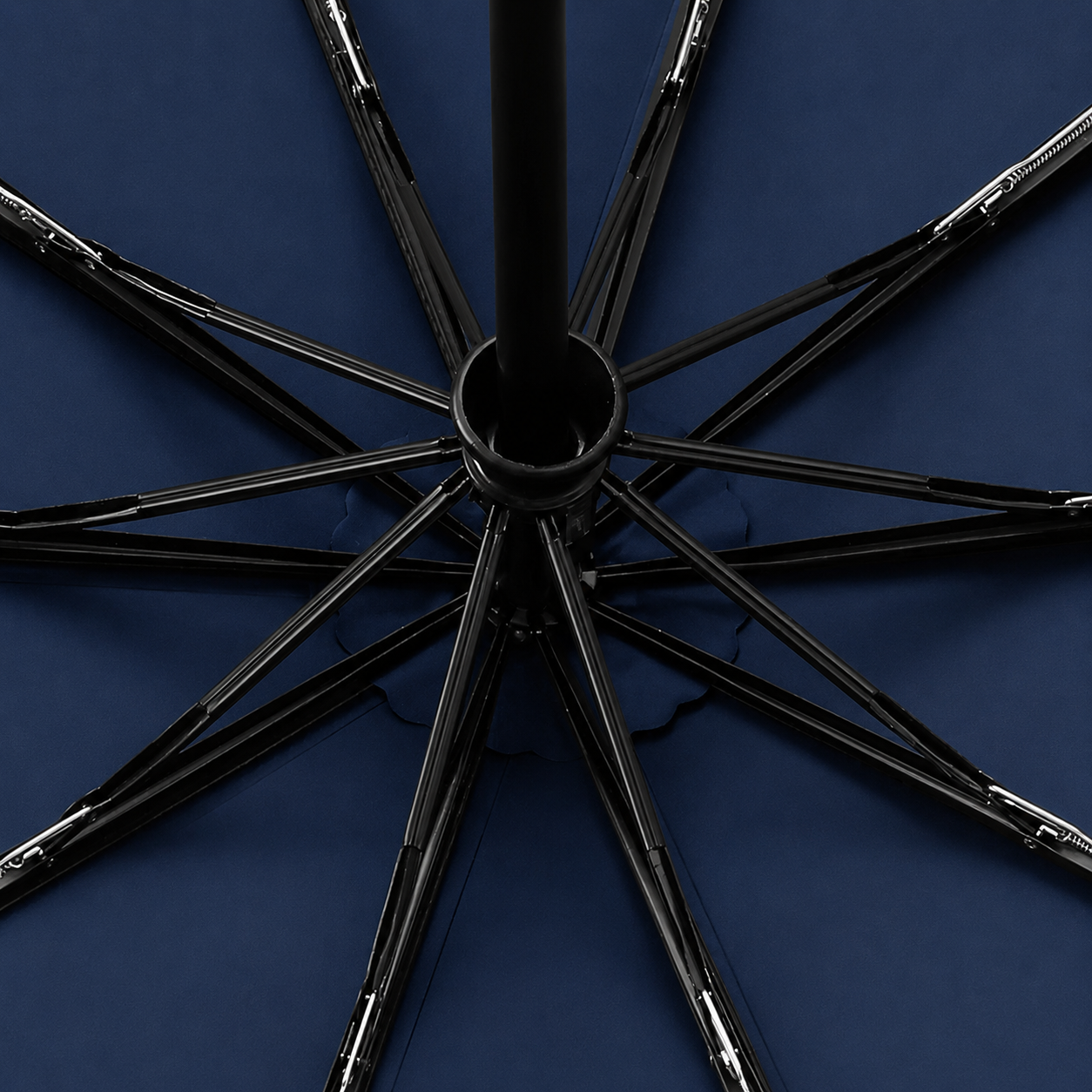 Iron shaft and fiberglass ribs for auto folding umbrella frame