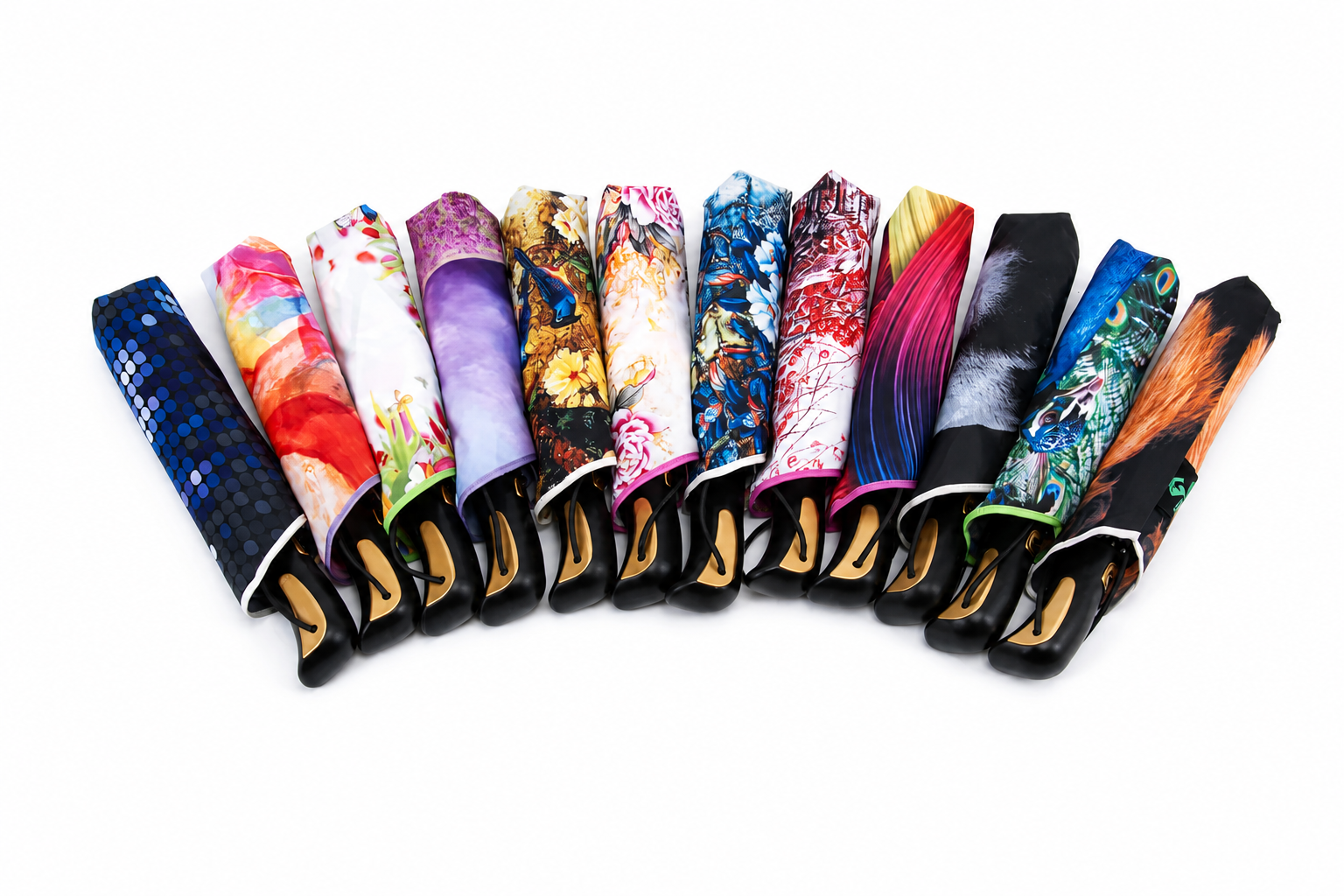 Colorful custom digital print automatic folding umbrella collection