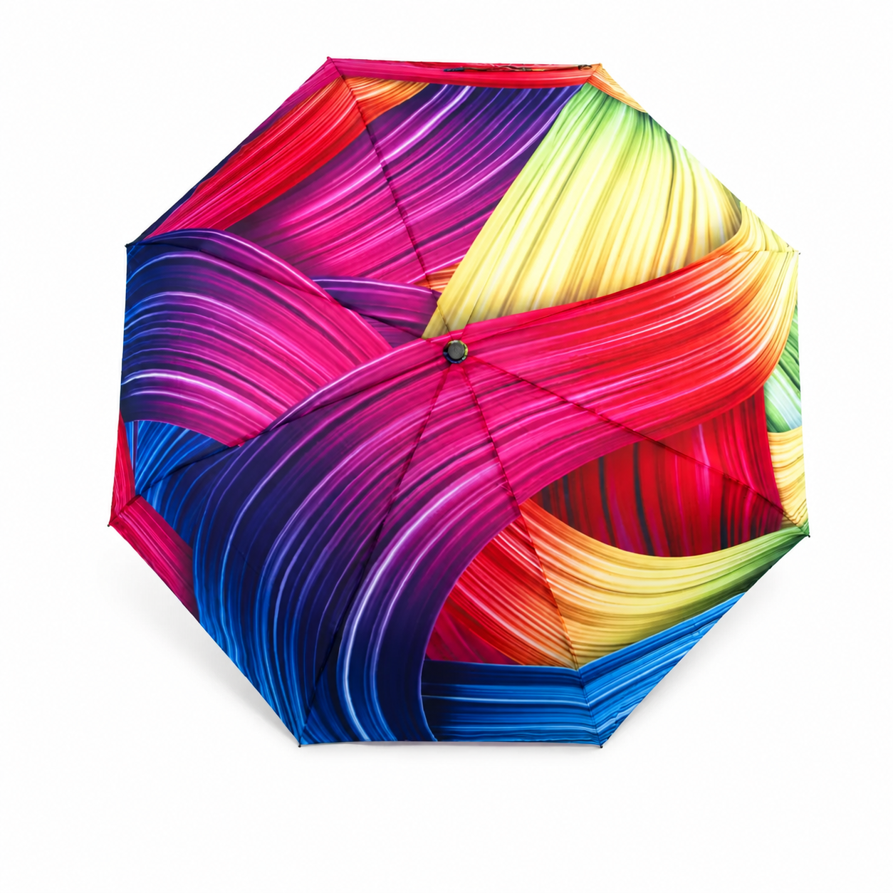 Abstract ribbon full-canopy digital print automatic folding umbrella