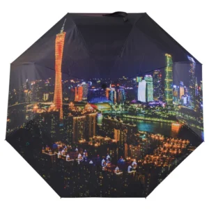 Guangzhou city nightscape full-canopy digital print folding umbrella
