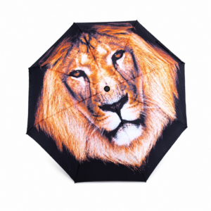 Lion portrait full-canopy digital print folding umbrella