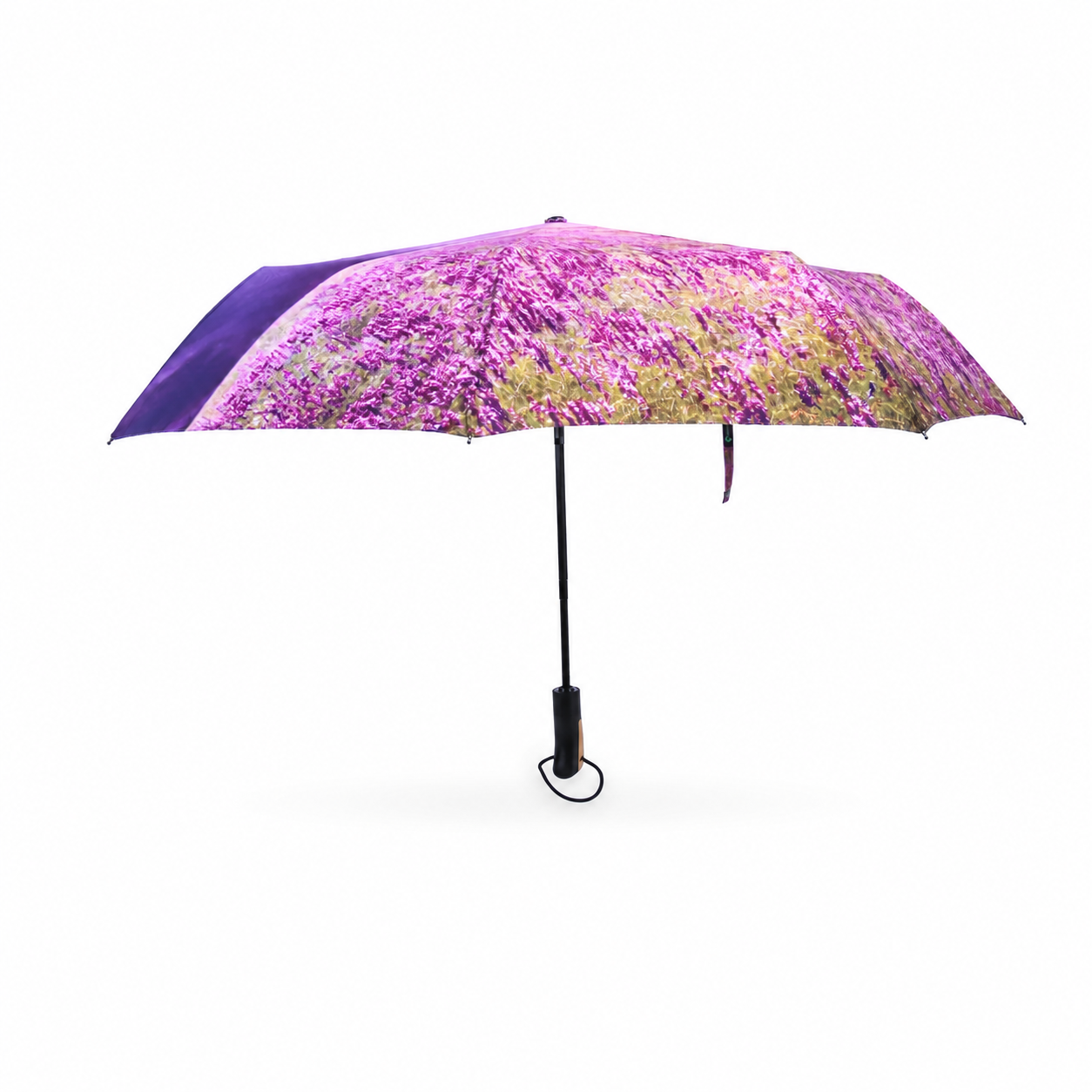 Pink flower design full-canopy digital print automatic folding umbrella