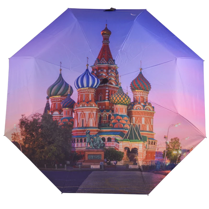 St Basil Cathedral full-canopy digital print automatic folding umbrella