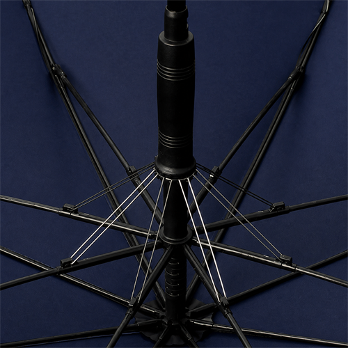Inside frame and fiberglass ribs of 46-inch automatic promotional umbrella