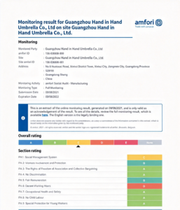BSCI audit report for Hand in Hand Umbrella Factory, issued in 2021