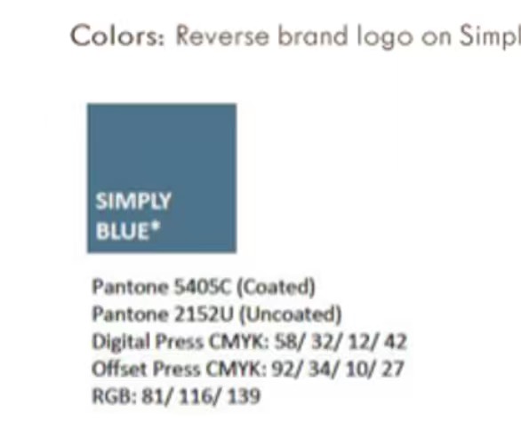 Customer-provided hotel brand color specification used as a design reference
