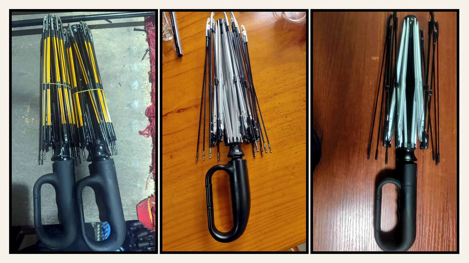 Comparison of loop handle umbrella frames and construction details