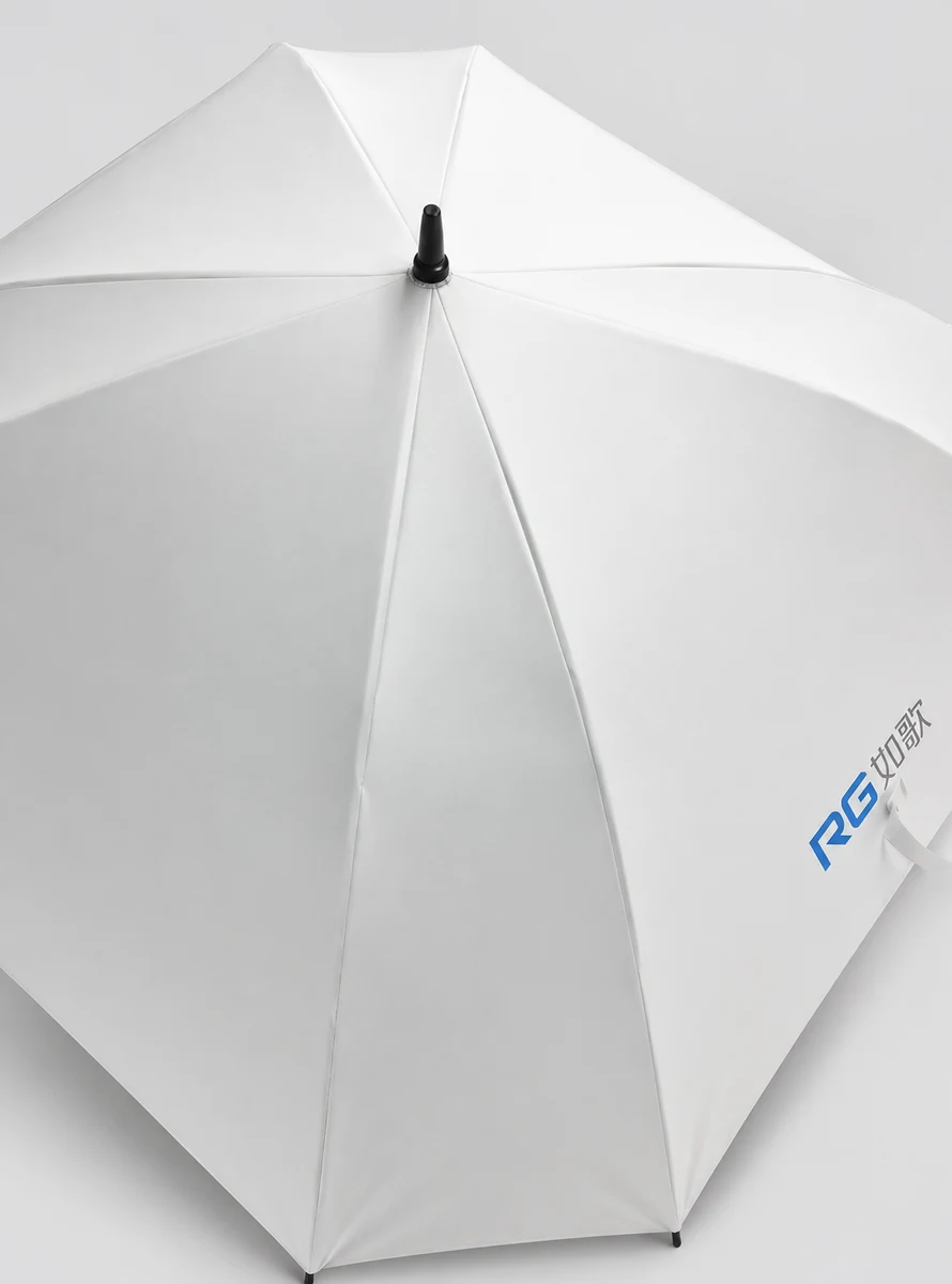 White square straight umbrella canopy with black top fitting and original printed logo